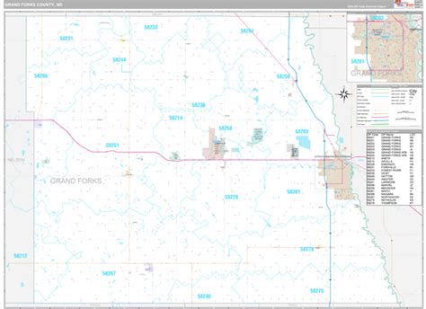 Grand Forks County Wall Map - Premium - MarketMAPS