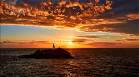 Sunset Over Godrevy Lighthouse - Canvas | Dave Massey Landscape Photography