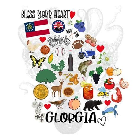 Georgia Symbols PNG, Georgia Favorites State Outline Love Digital ...