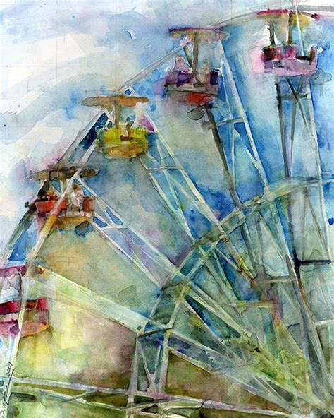 ART PRINT Ferris Wheel From Original Watercolor Painting - Etsy