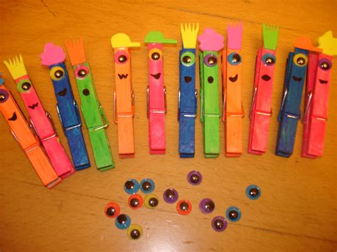 One-Eyed Silly Monster Clothespin Magnet | Clothes pin crafts ...