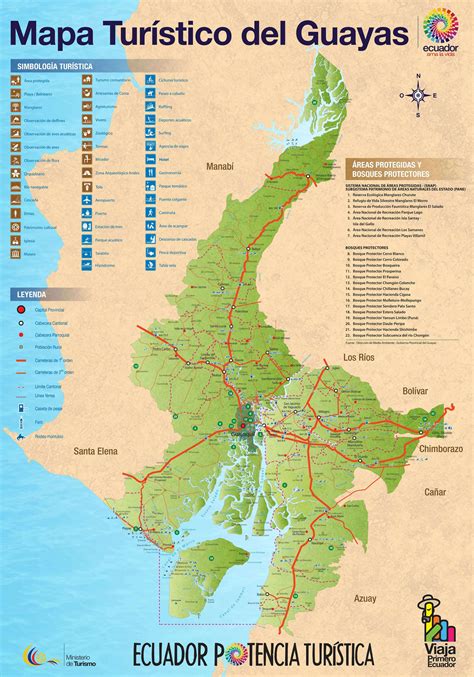 Tourist Attractions Map of (Guayaquil) Guayas, Ecuador - PlanetAndes