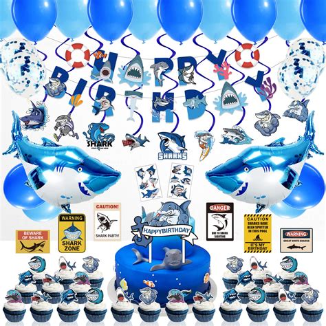 Buy Shark Birthday Party Decorations,73 pcs Shark Theme Birthday Party ...