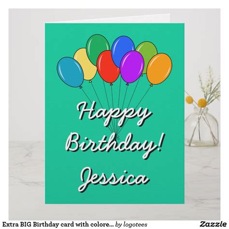 Extra BIG #Birthday card with colored balloons Big Birthday Cards ...