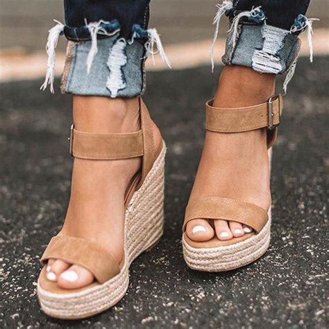 Fashion Twine Woven Wedge Sandals – sissbest | Suede shoe style, Buckle ...