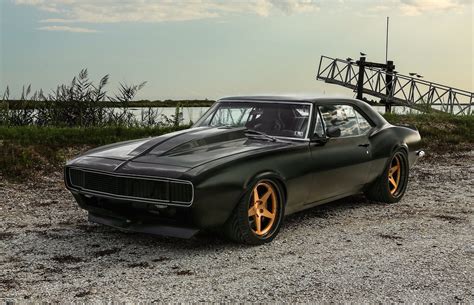 Mysterious Black Matte Chevy Camaro with Carbon Fiber Hood