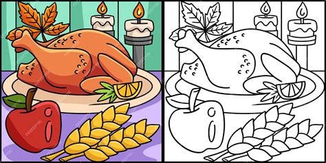 Premium Vector | Thanksgiving Dinner Turkey Meal Illustration