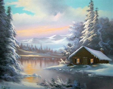 Original Painting "Mountain Cabin" by Lionel Dougy | Resimler, Resim ...