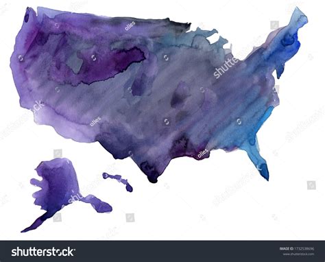 Usa Watercolor Map Front White Background Stock Illustration 1732538696 ...