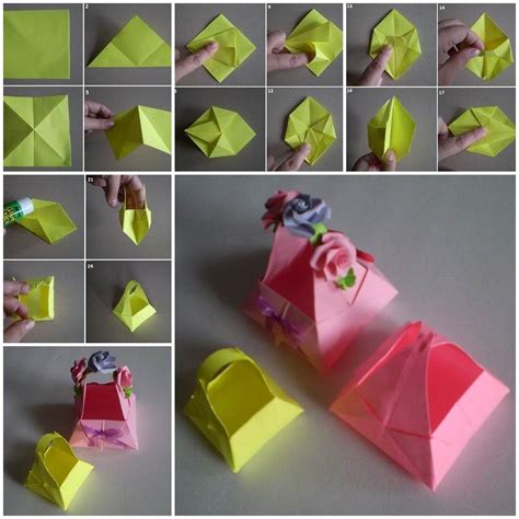 DIY Cute Little Origami Paper Basket | iCreativeIdeas.com