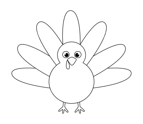 Thanksgiving Turkey Outline For Kids Coloring Book Background Simple ...