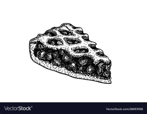 Black and white hand drawn piece pie decorated Vector Image