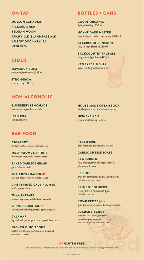 The Keg Steakhouse + Bar - Brantford menu in Brantford, Ontario, Canada