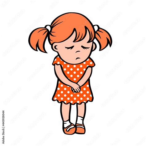 Cartoon Little Girl Sad