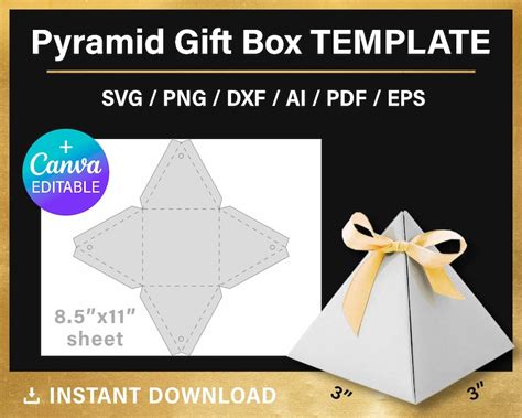 Pyramid Gift Box Template DIY Triangle Box Wedding Favor - Etsy