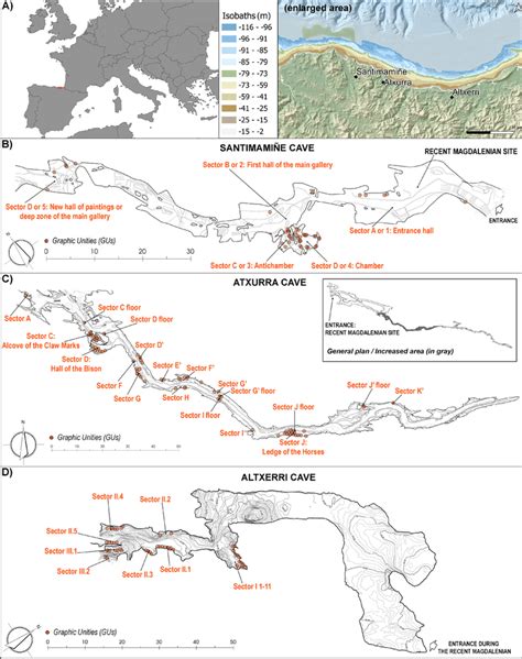 Studied cave sites. A Their location in SW Europe (left) and in Eastern ...