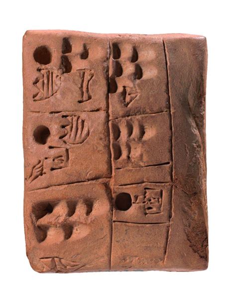 Clay tablet with cuneiform writing, Uruk, ca. 3200 BC, 5.7 x 4.3 cm ...