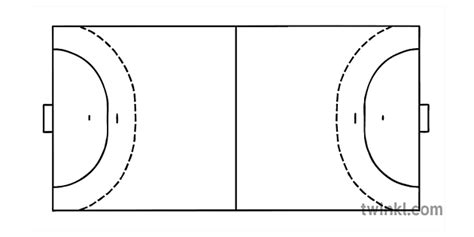 cancha de balonmano en blanco y negro Illustration - Twinkl