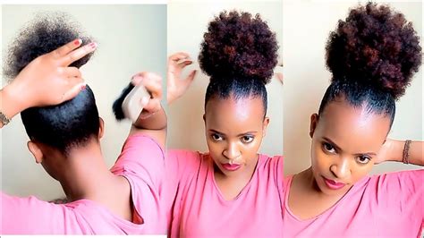 Simple High Puff Hairstyle with Afro puff drawstring extension ...