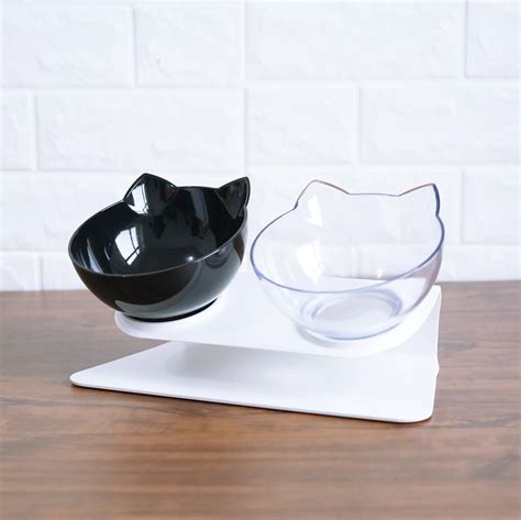 Non-slip Cat Bowls Double Bowls With Raised Stand Pet Food And Water ...