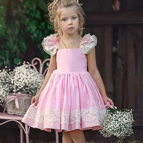 2019 Pink Princess dress / kids dress for girl / Ruffle sleeves with ...