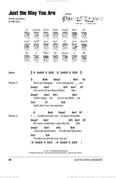 Just The Way You Are sheet music for guitar (chords) (PDF)