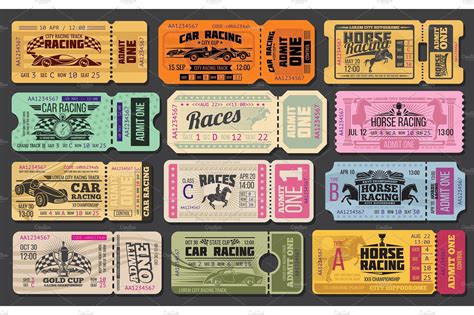 Vintage Car and Horse Racing Tickets Template