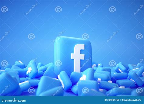 3D Pile of Facebook Logo Background. Facebook the Famous Social Media ...