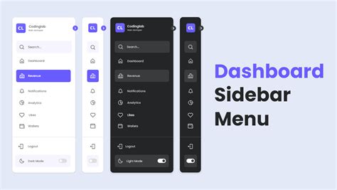 Sidebar Menu in HTML CSS & JavaScript | Dark/Light Mode