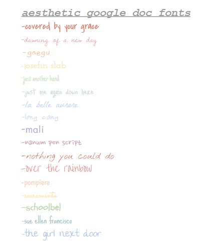 Aesthetic Google Doc Fonts!