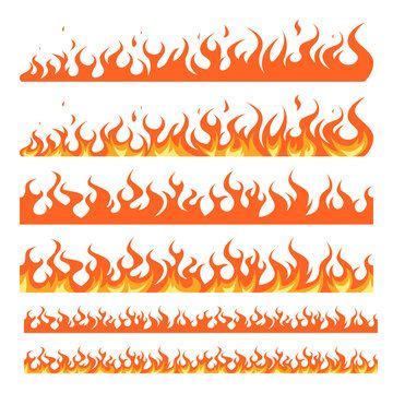 Flame borders in cartoon style, vector set Stock Vector | Cartoon ...