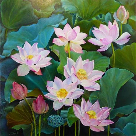 Flower Paintings | Lotus flower painting, Flower painting, Flower art