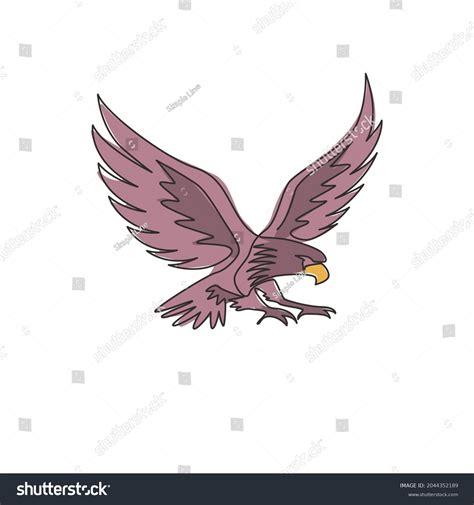 One Single Line Drawing Strong Eagle Stock Vector (Royalty Free ...