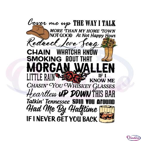 Morgan Wallen Songs Country Music Lovers Svg Cutting Files