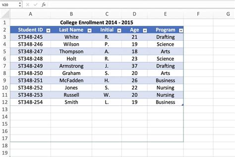 Types Of Excel Tables