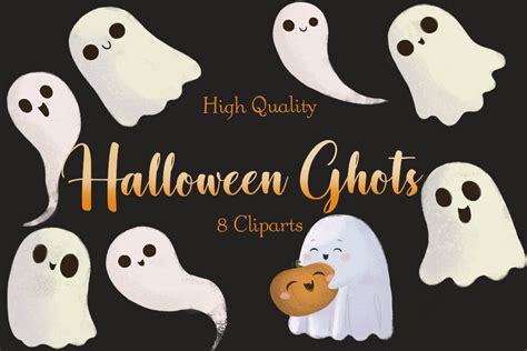 HQ Kawaii Halloween Ghosts Cliparts Set Graphic by Art of Fairyworld ...