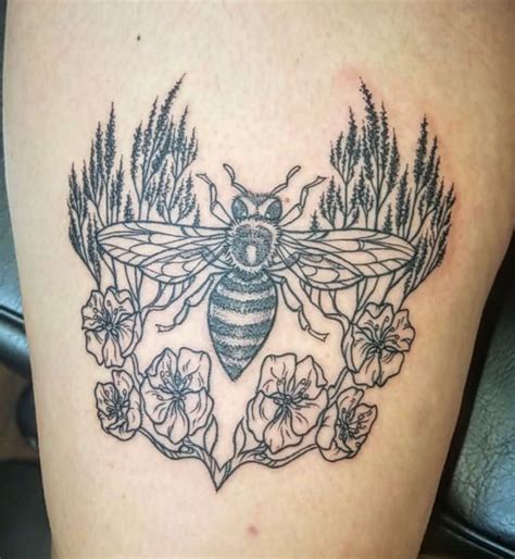 Bee amongst the apricot blossoms and sagebrush sprigs - Done by ...