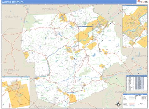 Luzerne County, Pennsylvania Zip Code Wall Map | Maps.com.com