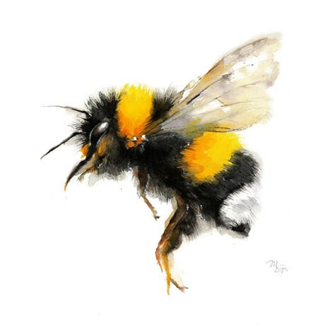 Bee Watercolor Painting Bumble Bee Art Print. Nature - Etsy UK ...