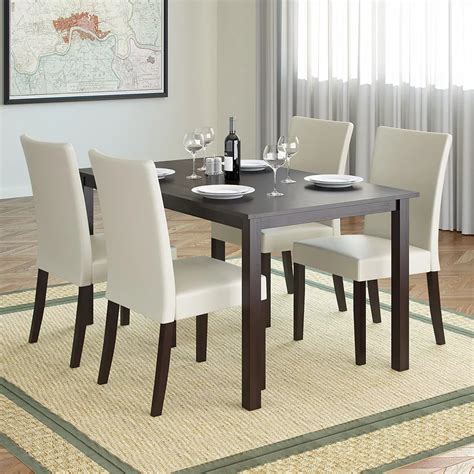 Corliving Atwood 55-inch Dining Table in Cappuccino with 4 Cream ...