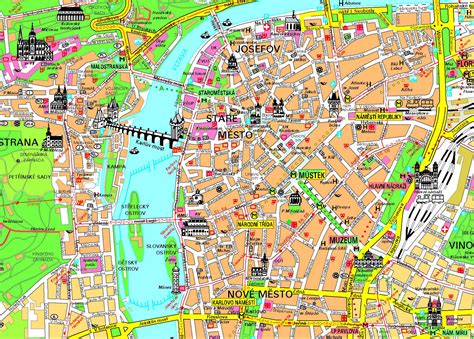 Detailed tourist map of Prague city center. Prague city center detailed ...