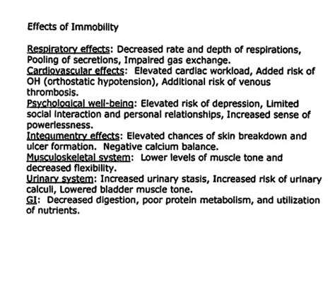 Effects of Immobility Flashcards | Quizlet