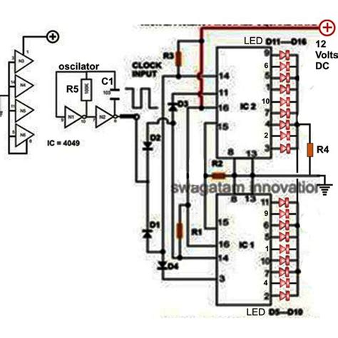 How to Make a 18 LED Light Chaser Circuit Using Two IC 4017 | Circuit ...