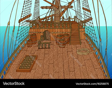 Background with deck of sailing ship Royalty Free Vector