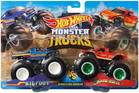 Amazon.com: Hot Wheels Monster Trucks Bigfoot Vs Snake Bite, Demolition ...