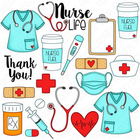 Nurse Life Hand Drawn Digital Clipart Set of 19 Scrubs - Etsy