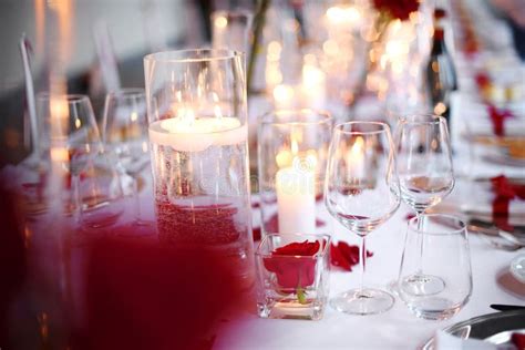 Romantic Candlelit Table Setting for Two Stock Image - Image of ...