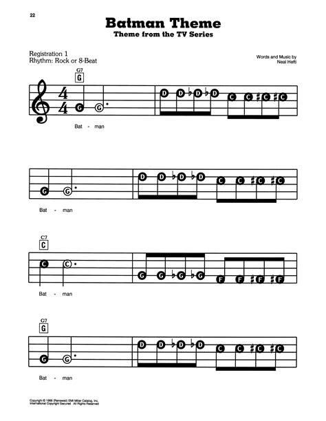 Neal Hefti Batman Theme Sheet Music Notes, Chords | Sheet music, Song ...