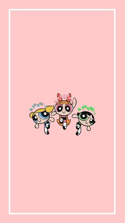 Power Puff Girls Wallpaper in Pink, Green, Blue, and Red