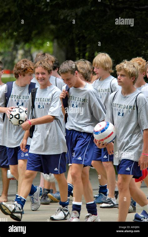 Teenage boys soccer team at the University of Notre Dame Summer Camp ...